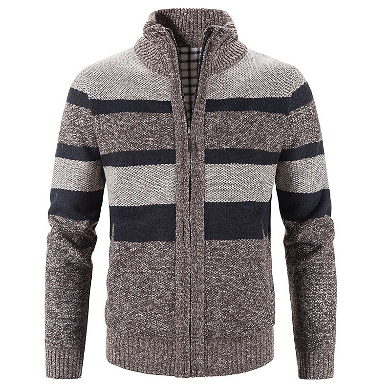 Herren Pullover Strickjacke Zip Pullover Reißverschluss Pullover Jacke Gerippt Stricken Strick Farbblock Ständer Modisch Casual Sport Freizeitskleidung Bekleidung Herbst Winter Marineblau Blau M L XL 2025 - $30.99 –P12