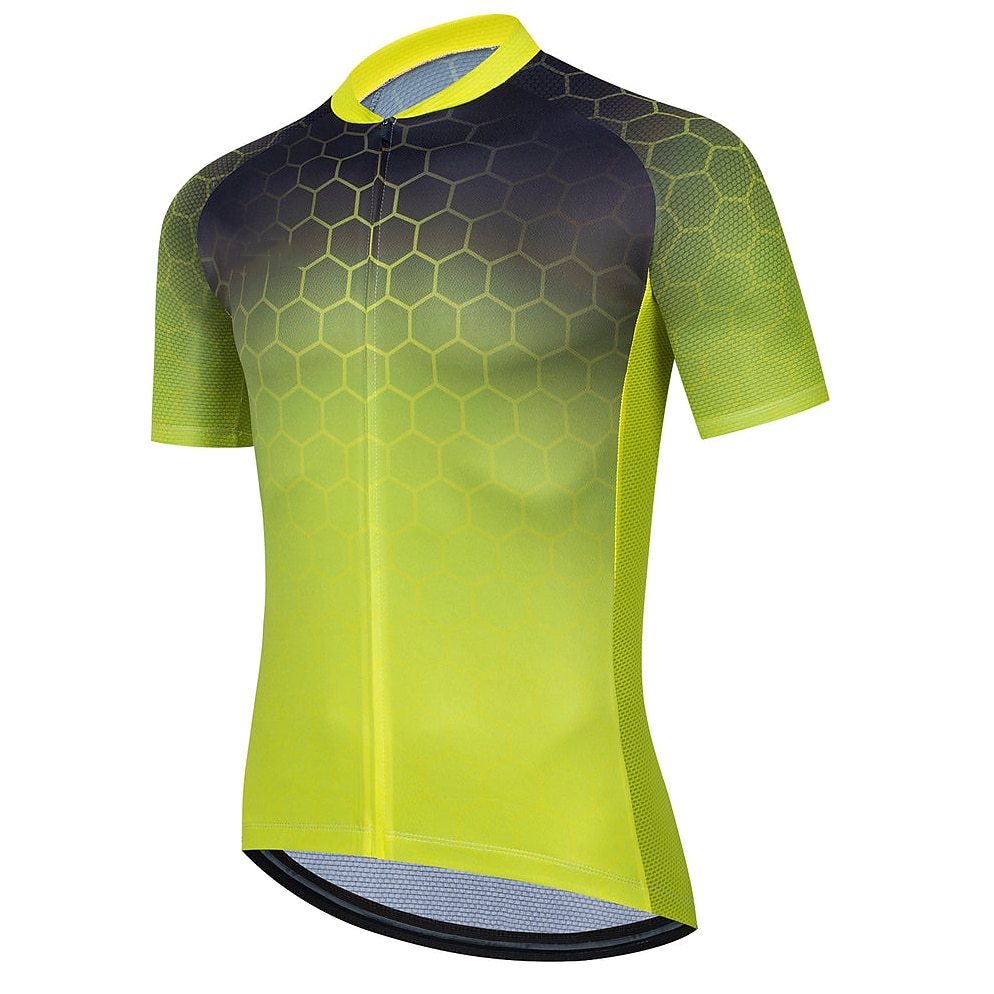 Herr Cykeltröja Geometrisk Lutning Kortärmad Cykel Överdelar med 3 bakfickor Bergscykling Vägcykling Snabb tork Reflexremsa Bakficka Fuktabsorberande sporter Gul Blå Orange Kläder 2025 - $30.99 –P6