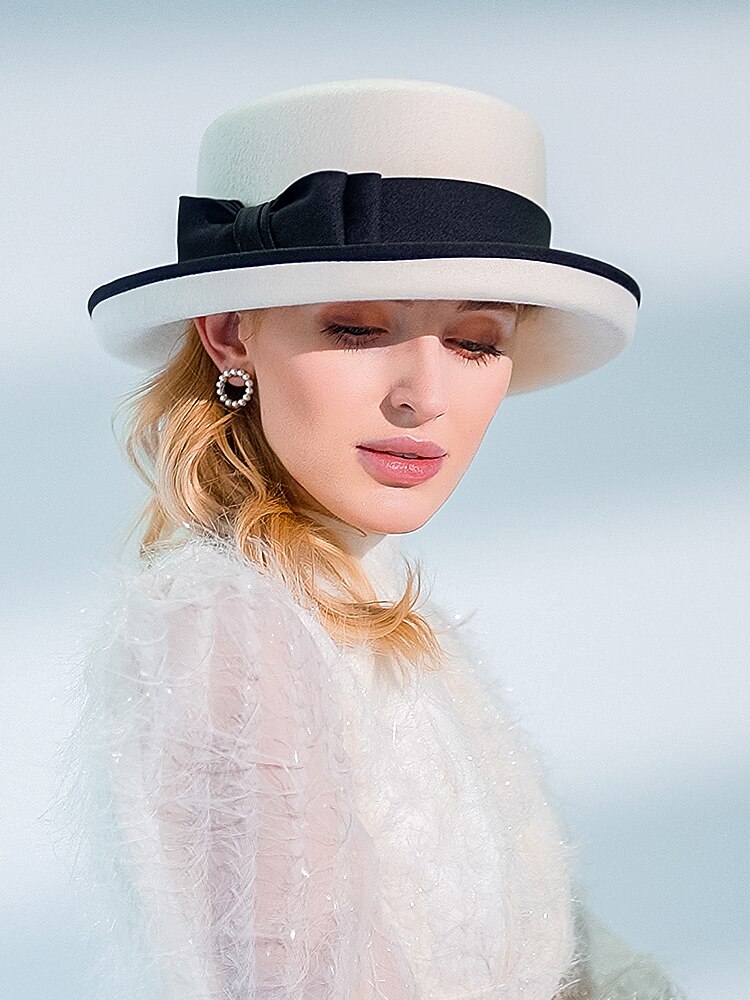 cappelli 100% lana cappello fedora casual tea party elegante con copricapo copricapo bowknot del 2026 a $75.99 –P2