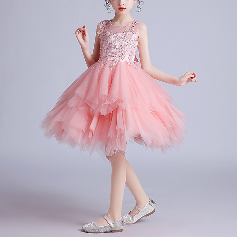 Princesa Até os Joelhos Vestido para Meninas das Flores Festa de Casamento Meninas Lindo Vestido de Baile Renda com Pétala Costas de Renda Mini Noivas Ajuste 3-16 anos de 2025 por $78.99 –P5