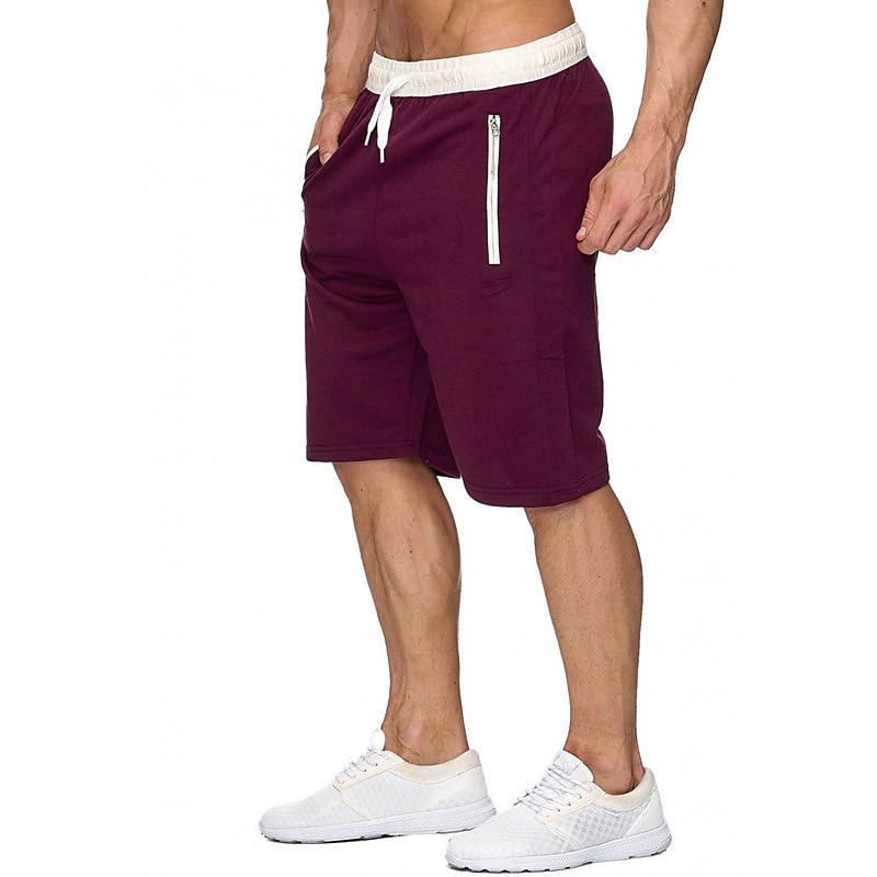 Men's Athletic Shorts Active Shorts Sweat Shorts Pocket Drawstring Solid Colored Comfort Wearable Knee Length Outdoor Daily Streetwear Casual Black Wine Micro-elastic 2025 - $12.49 –P15