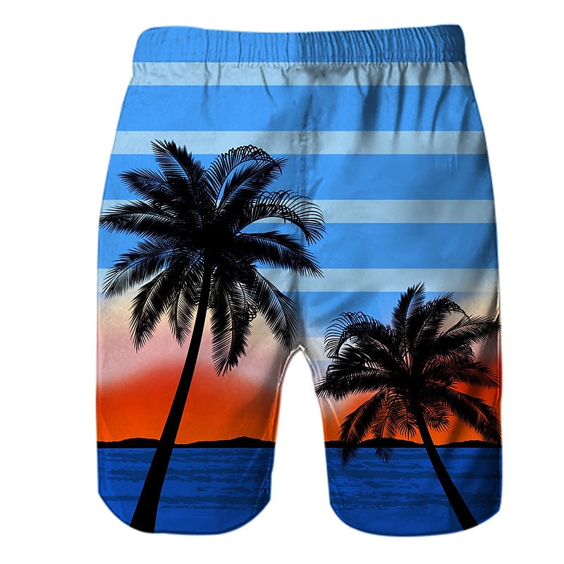 Men's Coconut Tree Graphic Prints Swim Trunks Swim Shorts Board Shorts Mid Waist Hawaiian Boho Casual Daily Holiday Drawstring with Mesh lining Elastic Waist Designer Clothing Apparel 2025 - $19.99 –P10