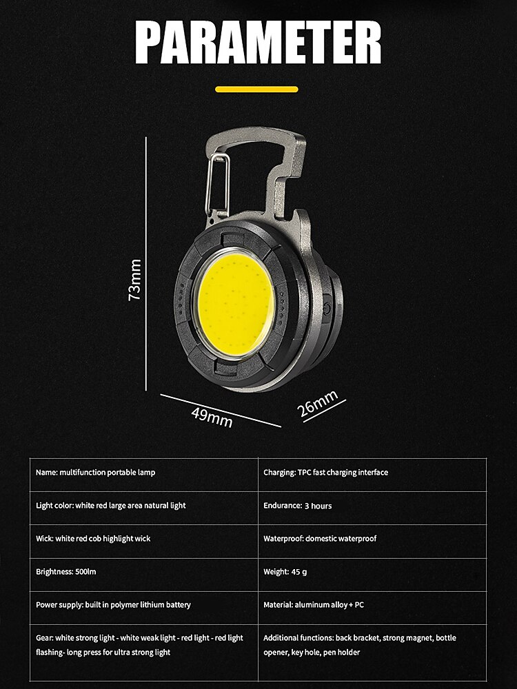 Mini Flashlight Camping Light Lantern Super Bright COB Keychain Work Light Floodlight with Strong Magnet and Clip Waterproof 2025 - $13.49 –P2