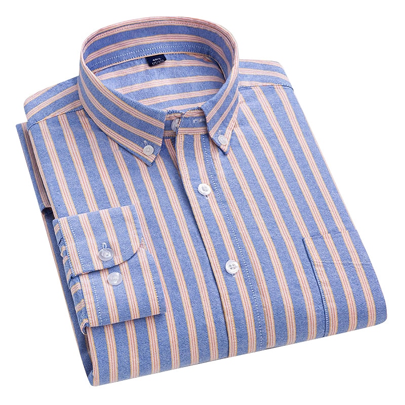 Herr Skjorta Oxford skjorta Randig Bröllop Utomhus Gul Blå Grön Långärmad Fyrkantig hals Vår & Höst Kläder Button-Down 2025 - $34.99 –P4