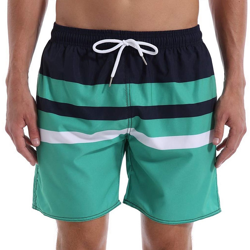 Homens Bermuda de Surf Shorts de Natação Calção Justo de Natação Com Cordão com forro de malha Cintura elástica Gradiente Listra Secagem Rápida Curto Casual Diário Feriado Havaiana Boho Azul Laranja de 2025 por $12.99 –P6