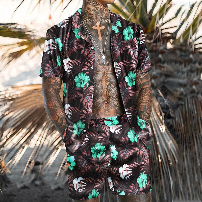 Homme Fleuri Fleurs tropicales Plantes Tropicales 2 pièces Ensembles de chemises Chemise hawaïenne Manche Courte Pantalon court Col Rabattu Mode Hawaïen Designer Extérieur Vacances Occasionnel de 2025 ? $34.99 –P5