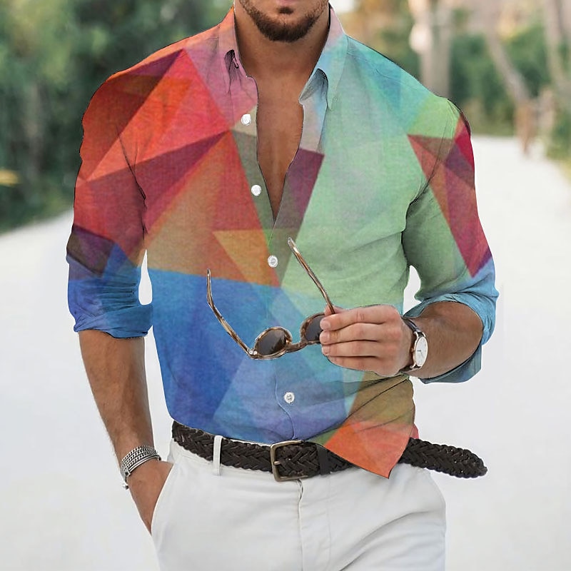 Per uomo Geometrica Geometria Camicia Camicia con bottoni Manica lunga Di tendenza Originale Informale Esterno Informale Giornaliero Autunno inverno Collo ripiegabile Stampa Bottone giù Giallo Verde del 2025 a €28.99 –P7