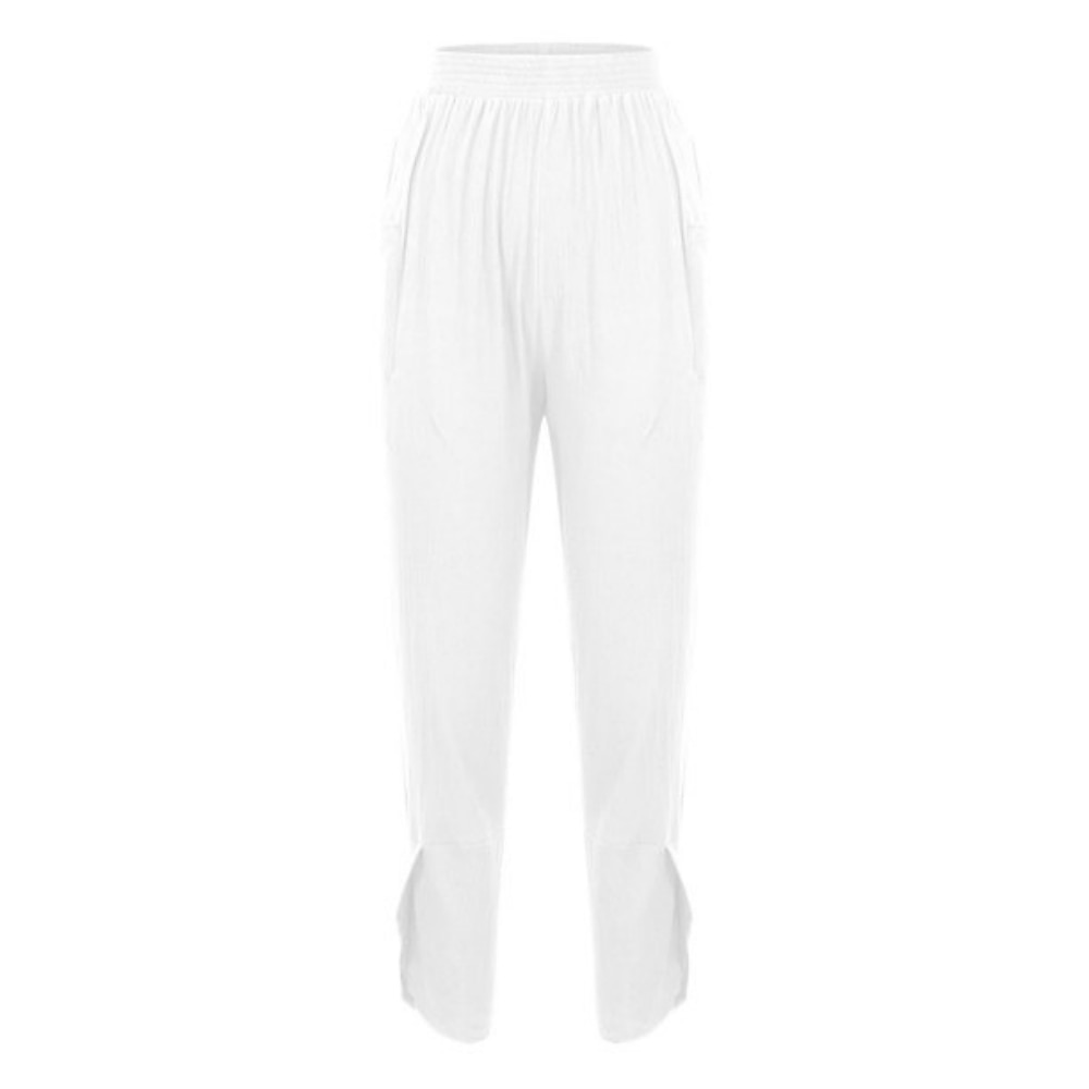 Damenhose aus Baumwollleinen mit Seitentaschen, weites Bein, locker lässig, Sommer, Herbst, Weiß, Hellblau, S, 2XL 2025 - $21.99 –P9