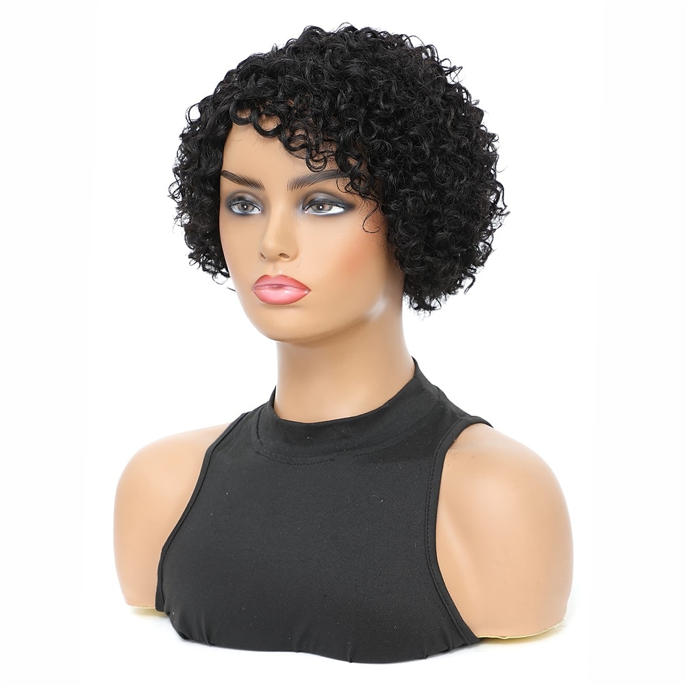 peruca encaracolada loira perucas de cabelo humano 8 polegadas curto bob pixie corte brasileiro peruca de cabelo humano loira mel com raízes escuras afro kinky nenhum peruca frontal de renda para de 2026 por $29.99 –P11