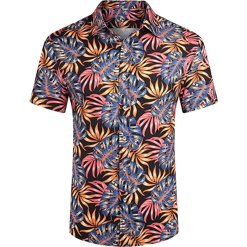 Bărbați Floral Frunze Plante tropicale 2 buc Seturi de camasi Cămașă hawaiană Manșon scurt Pantaloni scurti Răsfrânt Tropical Modă Hawaiană Stradă Casual Hawaiian Imprimeu Vară Primăvară Negru Alb 2025 - $34.99 –P11