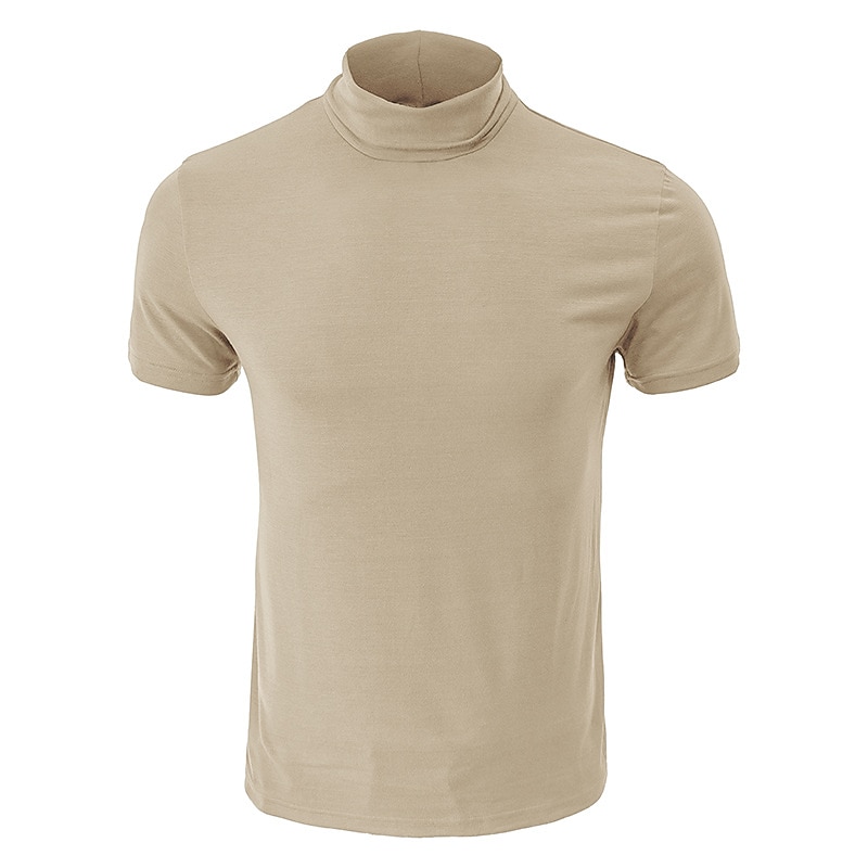 Voor heren T-shirt Coltrui Korte mouw Hoge nek Zomer Effen Stijlvol Modern eigentijds Comfortabel Vakantie Uitgaan Casual / Dagelijks Koffie Top T-shirt voor mannen 2026 - $18.99 –P12