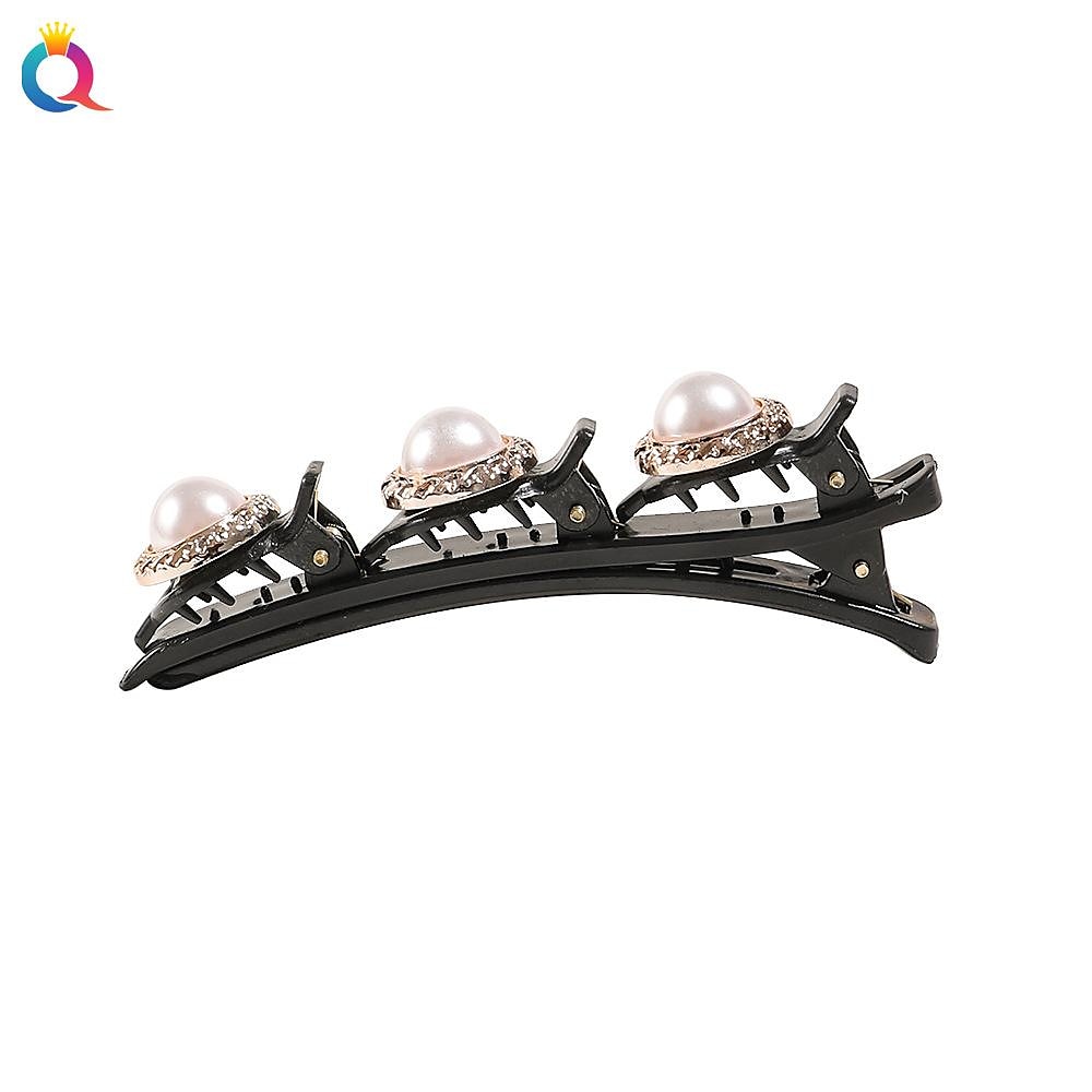 parkling Crystal Stone Braided Hair Clips with 3 Small Clips Pearl shaped hairpin duckbill clipBraided Hair Clip with Rhinestones for Women/Girls 2025 - $6.99 –P3