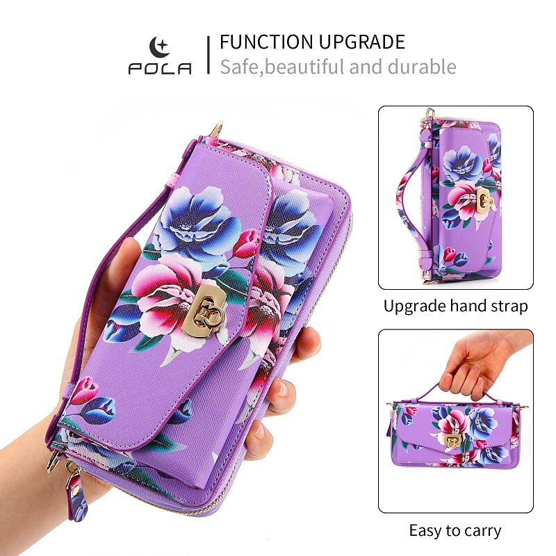 Phone Case For Samsung Galaxy S24 S23 S22 Plus  Ultra Note 20 Ultra Wallet Case Wallet Mirror Zipper Flower TPU PC PU Leather 2025 - $47.99 –P5