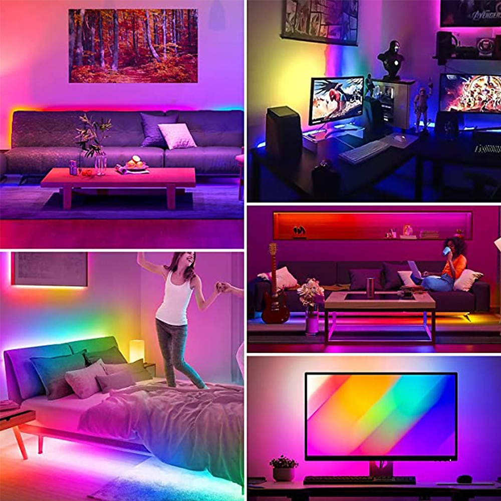 tira de luces led 1m-30m rgbic ws2812b aplicación bluetooth control luces de efecto de persecución cinta flexible diodo cinta retroiluminación de tv decoración de la habitación 2025 - $10.49 –P1