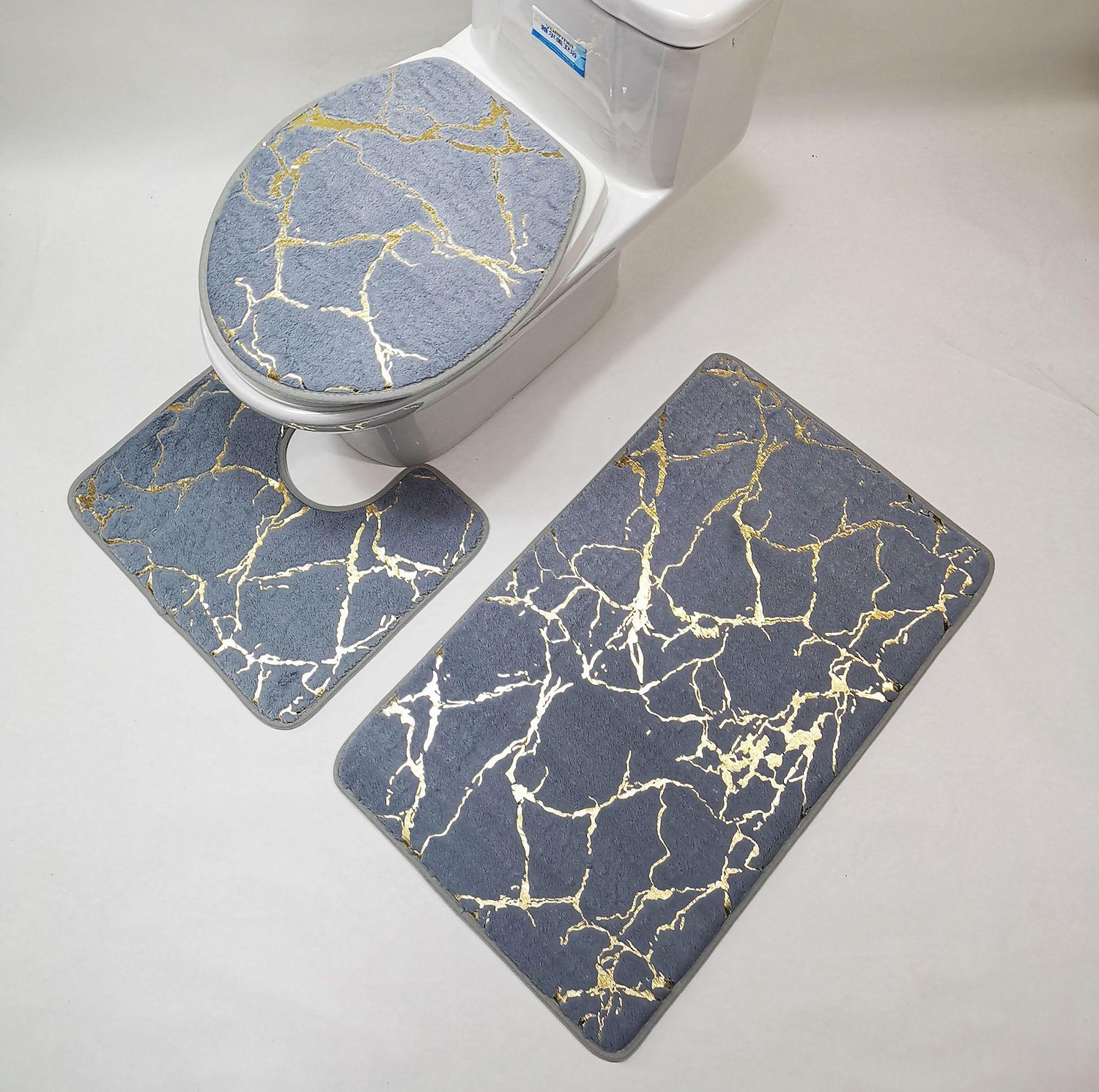 Black Marble Bath Mat Non-slip Bathroom Rugs Sets 3 Piece with Non-Slip Rug, Toilet Lid Cover and Bath Mat, Gold Bathroom Rugs and Mats Sets 2025 - $27.99 –P4