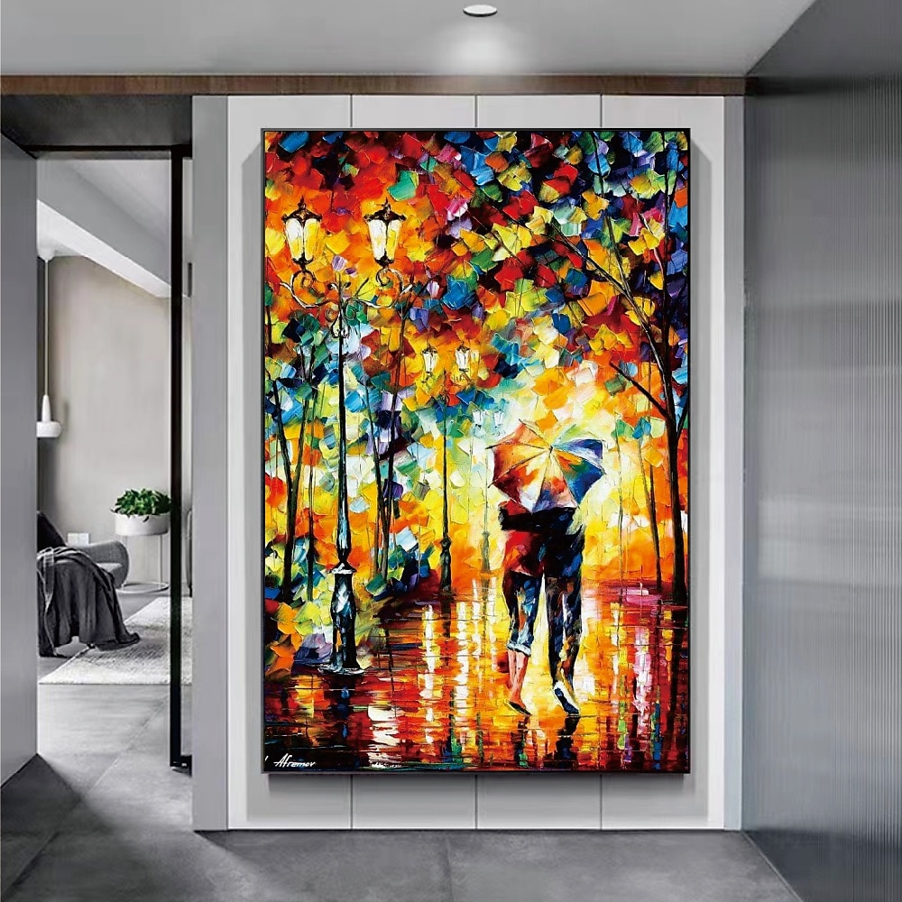 Handgemachtes handgemaltes Ölgemälde Wand modernes abstraktes Herbstregen-Malerei-Pattle-Messer-Kunstleinwand-Malerei-Hauptdekorationsdekor gerollte Leinwand kein Rahmen ungedehnt 2025 - $133.99 –P2