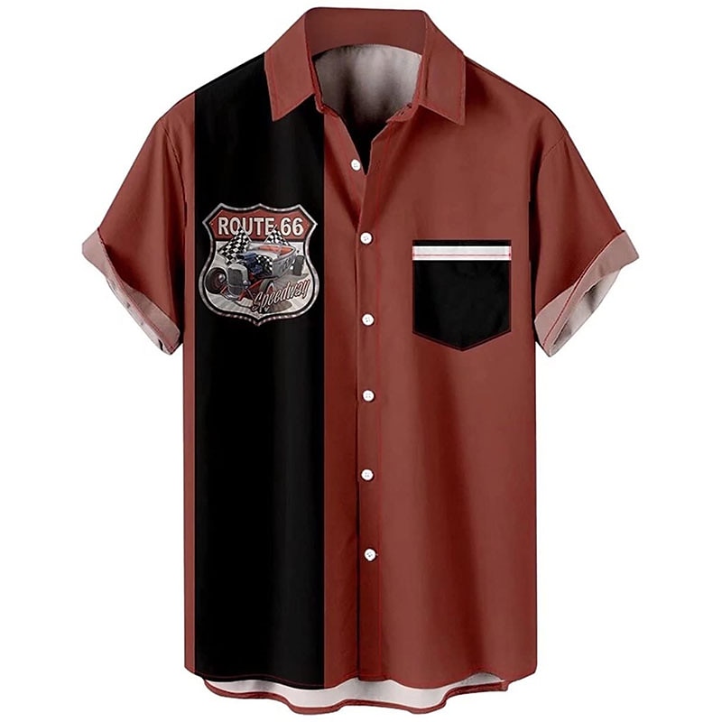 Voor heren Automatisch Gestreept Overhemd Bowlingshirt Overhemd met knopen Korte mouw Vintage Tropisch Modieus Buiten Strand Zomer Lente Strijkijzer Afdrukken Button-omlaag Zwart En Rood Zwart Rood 2025 - $24.99 –P11