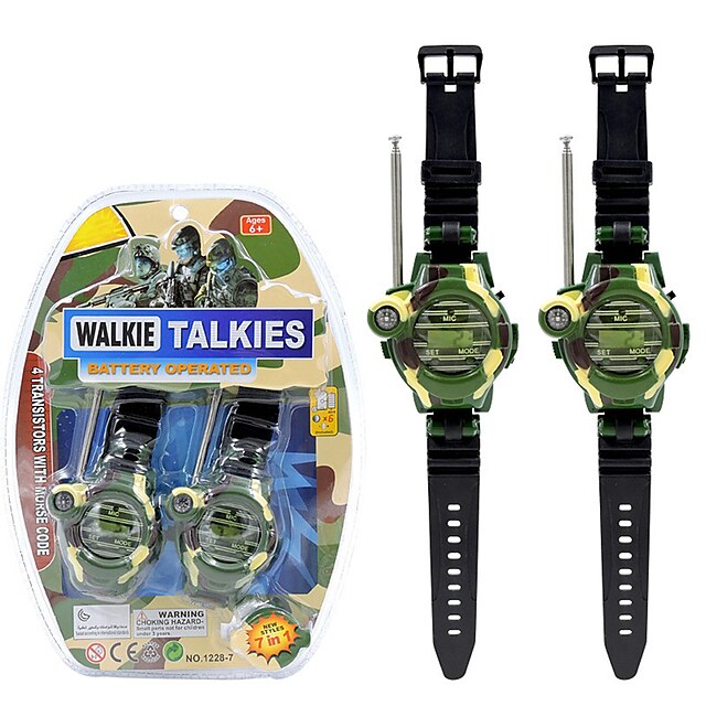 walkie talkies óra 7 az 1-ben funkció kém karóra játékok interfon játék beépített mikrofon fiú lányoknak 2db 2025 - $33.99 –P7