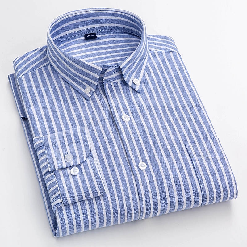 Herr Skjorta Oxford skjorta Randig Bröllop Utomhus Gul Blå Grön Långärmad Fyrkantig hals Vår & Höst Kläder Button-Down 2025 - $34.99 –P5