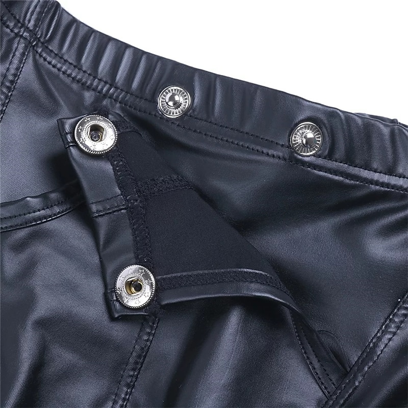 Men's Casual Shorts Faux Leather Shorts Solid Colored Comfort Soft Home Casual Clubwear Sexy Black 2026 - $17.49 –P4
