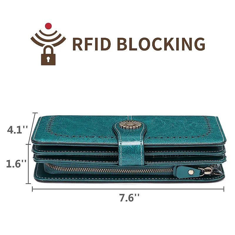 2025年 RFIDブロッキングロングウォレット(ウィ wristlet付き)、レトロスタイルのフェイクレザーウォレット、マルチカードスロットとID窓付き コレクション – $20.99 –P4