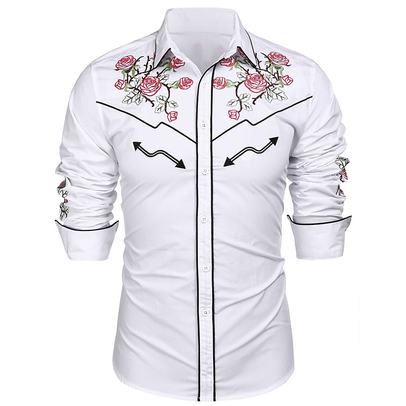 Per uomo Rosa Stampe astratte Camicia Camicia occidentale Camicia da cowboy Manica lunga Di tendenza Streetwear Originale Esterno Giornaliero Autunno inverno Collo ripiegabile Stampa Bottone giù Nero del 2025 a $26.99 –P12