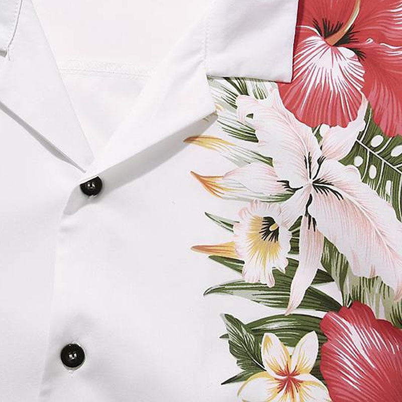 Herr Blommig Skjorta Knapp upp skjorta Kortärmad Tropisk Mode Hawaiisk Ledigt Helgdag Strand Sommar Vår Nedvikt Mönster Button-Down Gul Rubinrött Blå Purpur Grön 2025 - $24.99 –P2
