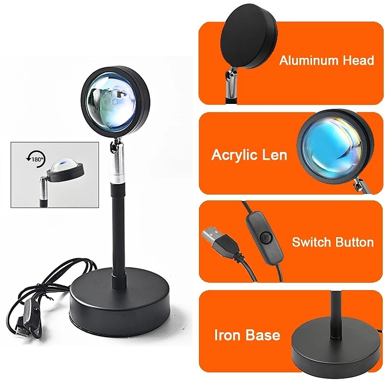 LED Slimme Lamp Sunset Rainbow Projectorlamp RGB Vloerlamp met Bluetooth en Tuya App Afstandsbediening Live Achtergrond Sfeervolle Zonsondergang Verlichting 2025 - $16.49 –P7