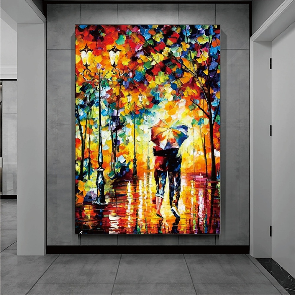 Handgemachtes handgemaltes Ölgemälde Wand modernes abstraktes Herbstregen-Malerei-Pattle-Messer-Kunstleinwand-Malerei-Hauptdekorationsdekor gerollte Leinwand kein Rahmen ungedehnt 2025 - $133.99 –P3