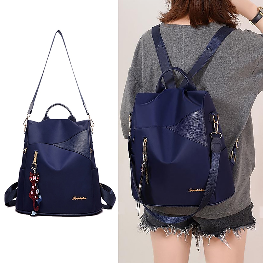 Femme sac à dos Sac d'Ecole Cartable sac à dos Extérieur du quotidien Couleur unie Oxford Ajustable Etanche Pendentif Noir Rouge Bleu de 2025 ? $24.99 –P1