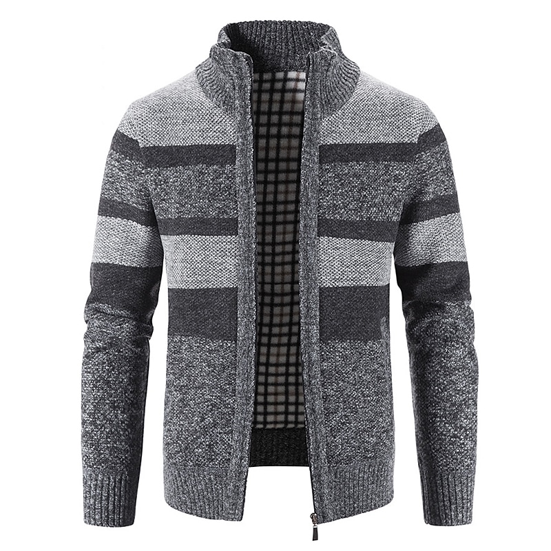 Herren Pullover Strickjacke Zip Pullover Reißverschluss Pullover Jacke Gerippt Stricken Strick Farbblock Ständer Modisch Casual Sport Freizeitskleidung Bekleidung Herbst Winter Marineblau Blau M L XL 2025 - $30.99 –P8