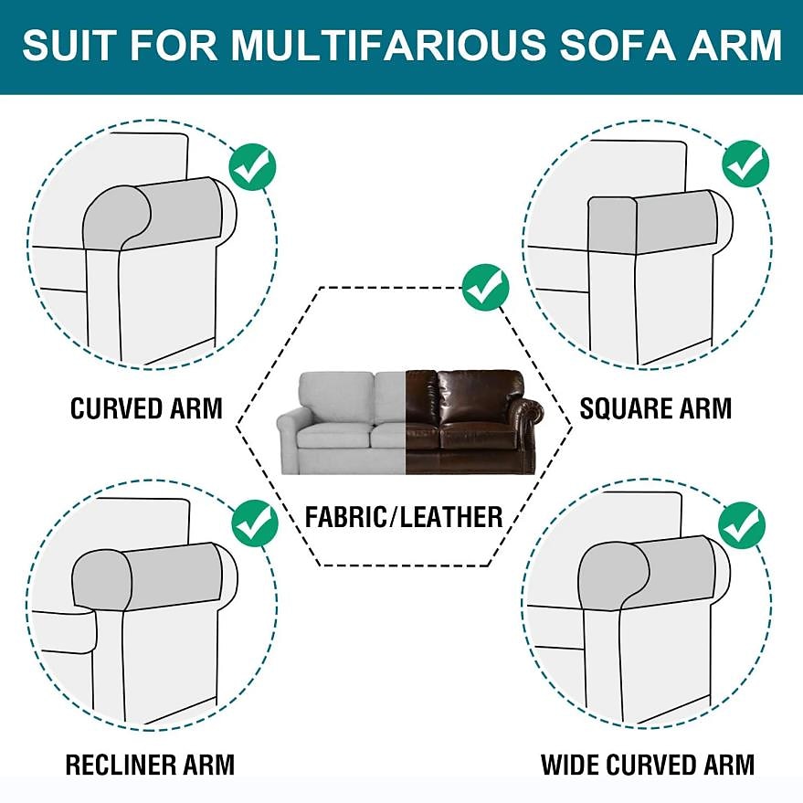 2 Pcs Stretch Armrest Covers Spandex Jacquard Arm Covers Soft and Elastic Protector for Chairs Burgundy Red Couch Sofa Armchair Slipcovers Recliner Sofa 2025 - $7.99 –P3