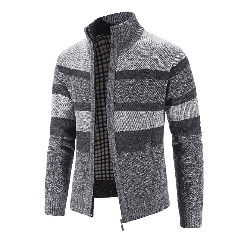 Herren Pullover Strickjacke Zip Pullover Reißverschluss Pullover Jacke Gerippt Stricken Strick Farbblock Ständer Modisch Casual Sport Freizeitskleidung Bekleidung Herbst Winter Marineblau Blau M L XL 2025 - $30.99 –P10