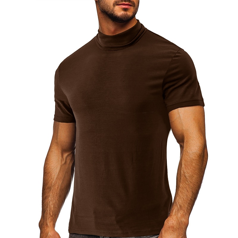 Voor heren T-shirt Coltrui Korte mouw Hoge nek Zomer Effen Stijlvol Modern eigentijds Comfortabel Vakantie Uitgaan Casual / Dagelijks Koffie Top T-shirt voor mannen 2026 - $18.99 –P7