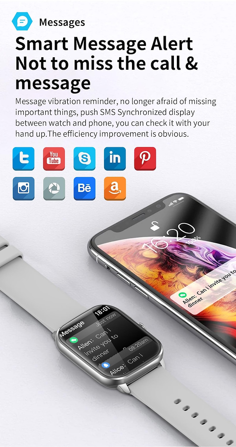LIGE BW0449 Умные часы 1.9 дюймовый Смарт Часы Bluetooth Педометр Напоминание о звонке Пульсомер Совместим с Android iOS Женский Мужчины Хендс-фри звонки Водонепроницаемый Напоминание о сообщении IP 2025 - $54.99 –P10