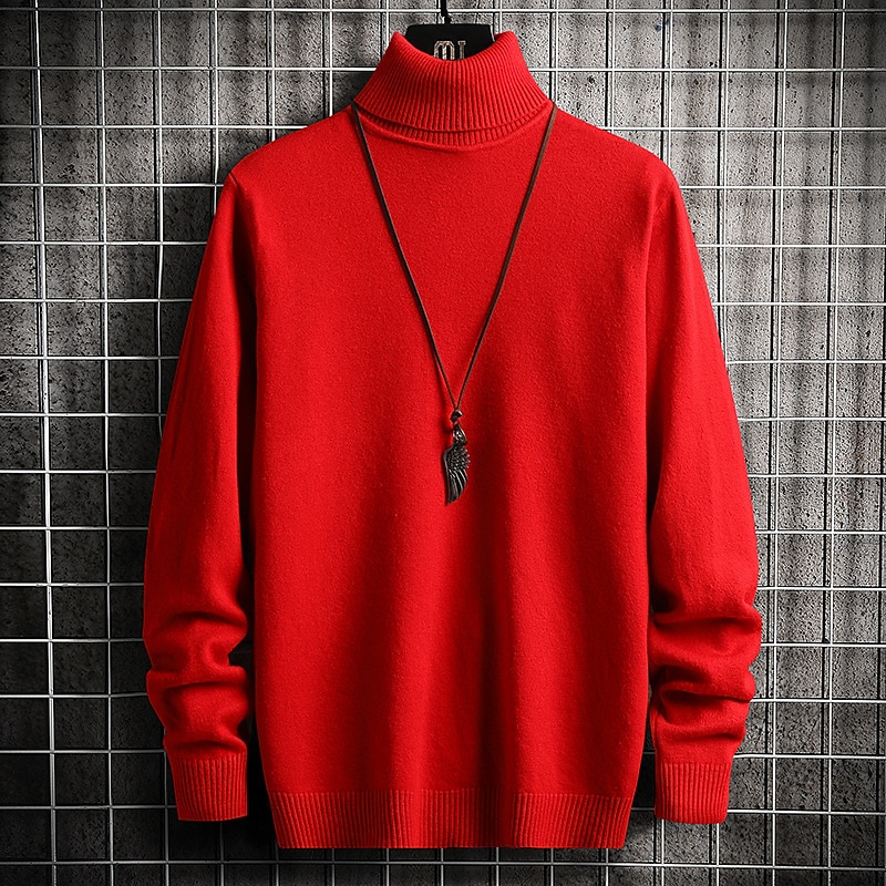 Men's Sweater Pullover Sweater Jumper Ribbed Knit Knitted Plain Mock Neck Stylish Casual Daily Wear Vacation Clothing Apparel Spring &  Fall Black White S M L 2025 - $23.99 –P5