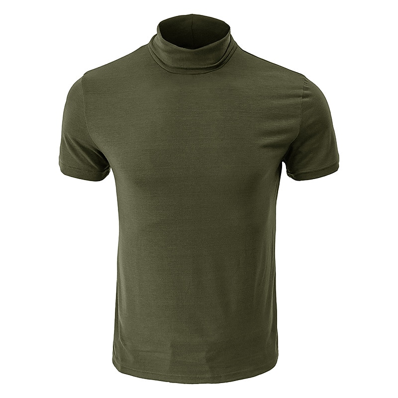 Voor heren T-shirt Coltrui Korte mouw Hoge nek Zomer Effen Stijlvol Modern eigentijds Comfortabel Vakantie Uitgaan Casual / Dagelijks Koffie Top T-shirt voor mannen 2026 - $18.99 –P18