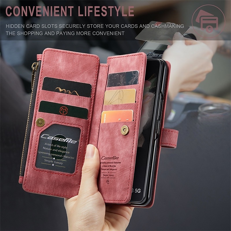 Phone Case For Samsung Galaxy Z Fold 5 Z Fold 4 Z Fold 3 Wallet Case Flip Zipper Full Body Protective Retro PU Leather 2025 - $24.99 –P6