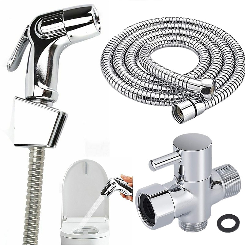 Hand-WC-Bidet-Sprayer-Set Kit Edelstahl-Hand-Bidet-Wasserhahn für Badezimmer Handbrause Düsenschlauch-Set Toilettensprinkler Docking-Handbrause Hand-WC-Sprayer-Zubehör 2025 - $37.99 –P1