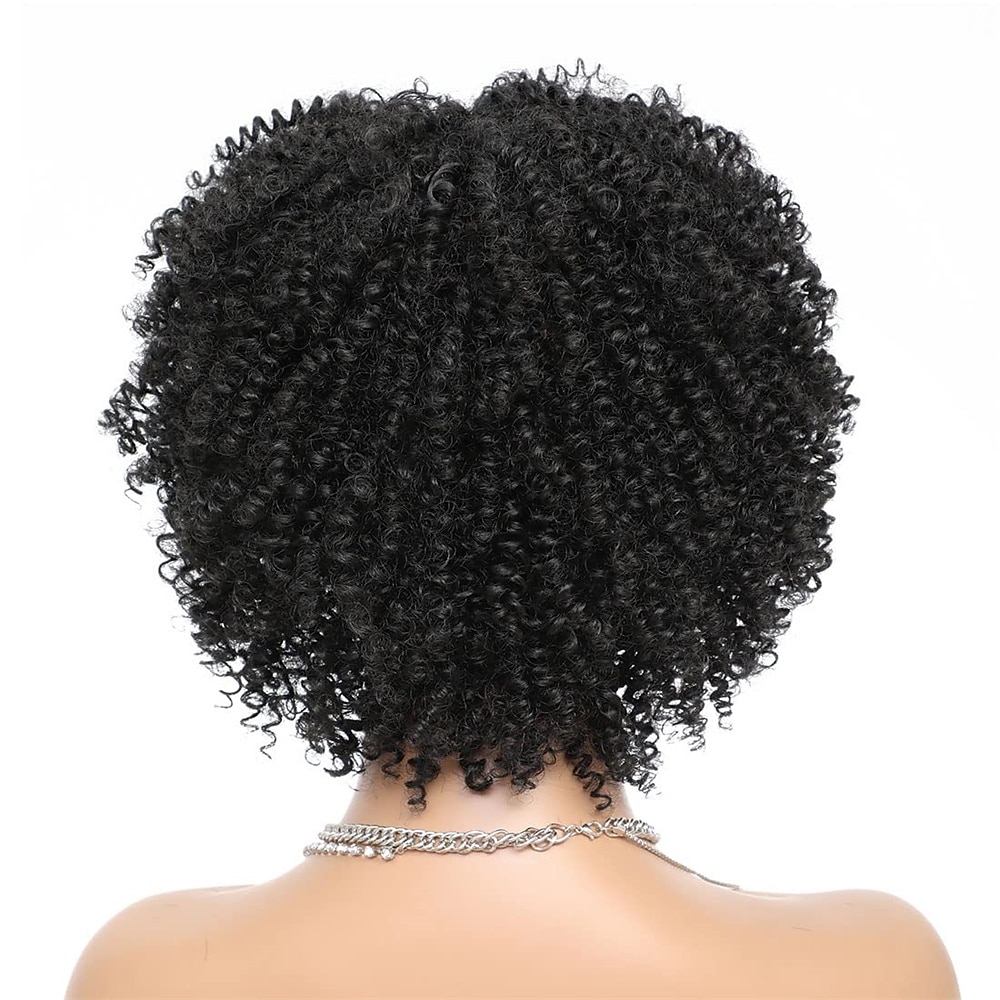 Peruca afro encaracolada curta com franja perucas encaracoladas afro kinky para mulheres negras sem cola peruca cheia sintética resistente ao calor perucas de substituição encaracoladas macias de 2025 por $31.99 –P9
