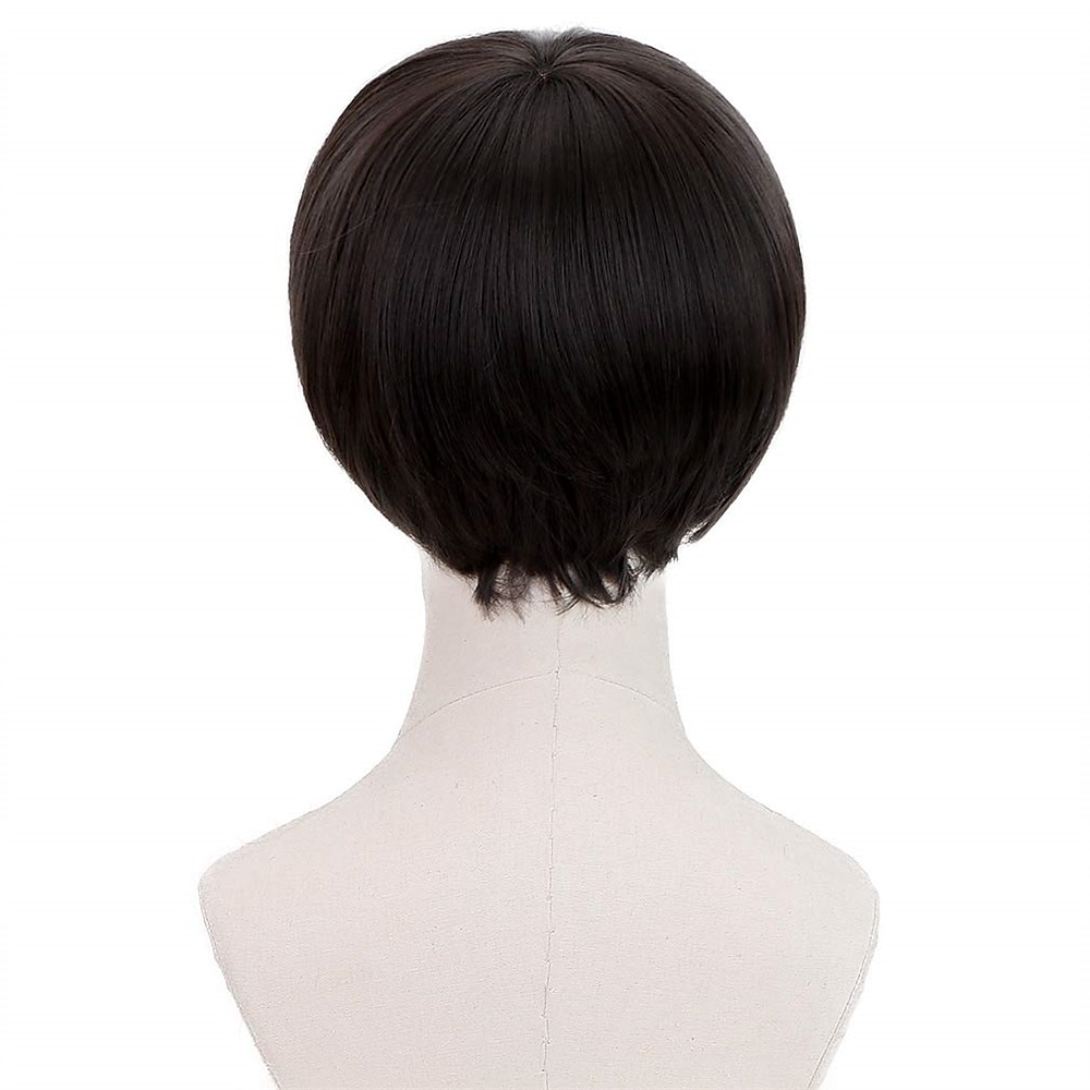 perucă scurtă neagră de cosplay - bărbați din anii 1960 peruci de anime pentru petrecere de film, perucă pentru costum de Crăciun de halloween 2025 - $26.99 -P4