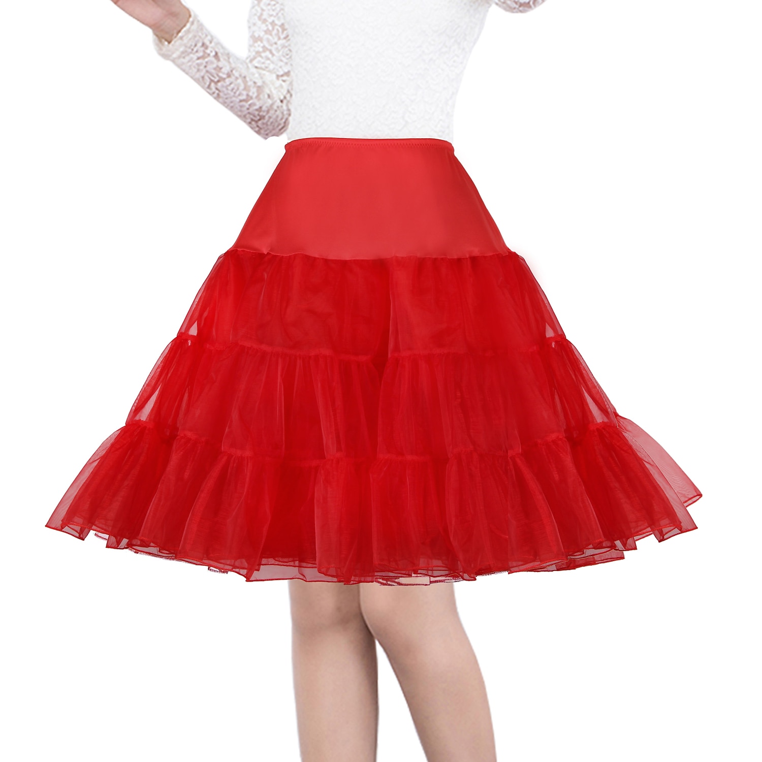 Red Knee Length Petticoat