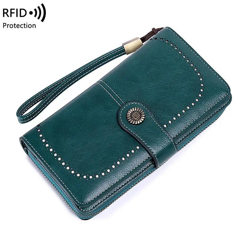 2025年 RFIDブロッキングロングウォレット(ウィ wristlet付き)、レトロスタイルのフェイクレザーウォレット、マルチカードスロットとID窓付き コレクション – $20.99 –P7