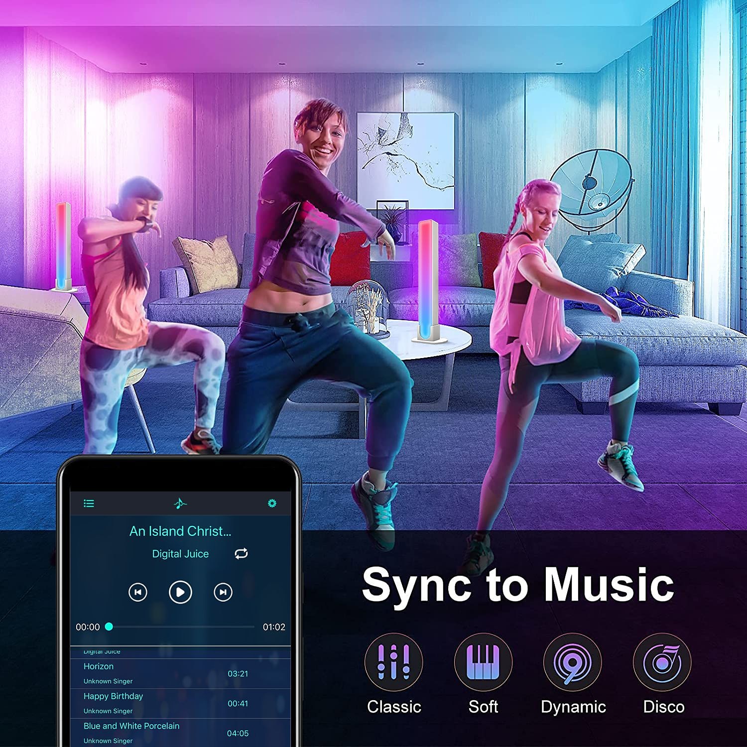 LED Smart Light Bar with Control Ambient Lights Tuya Smart Wifi LED Computer Desktop Background Atmosphere Light E-sports RGB Slide Light with Bluetooth Music Pickup Light RGBIC Plug Power Supply2 Pcs 2025 - $44.99 –P8