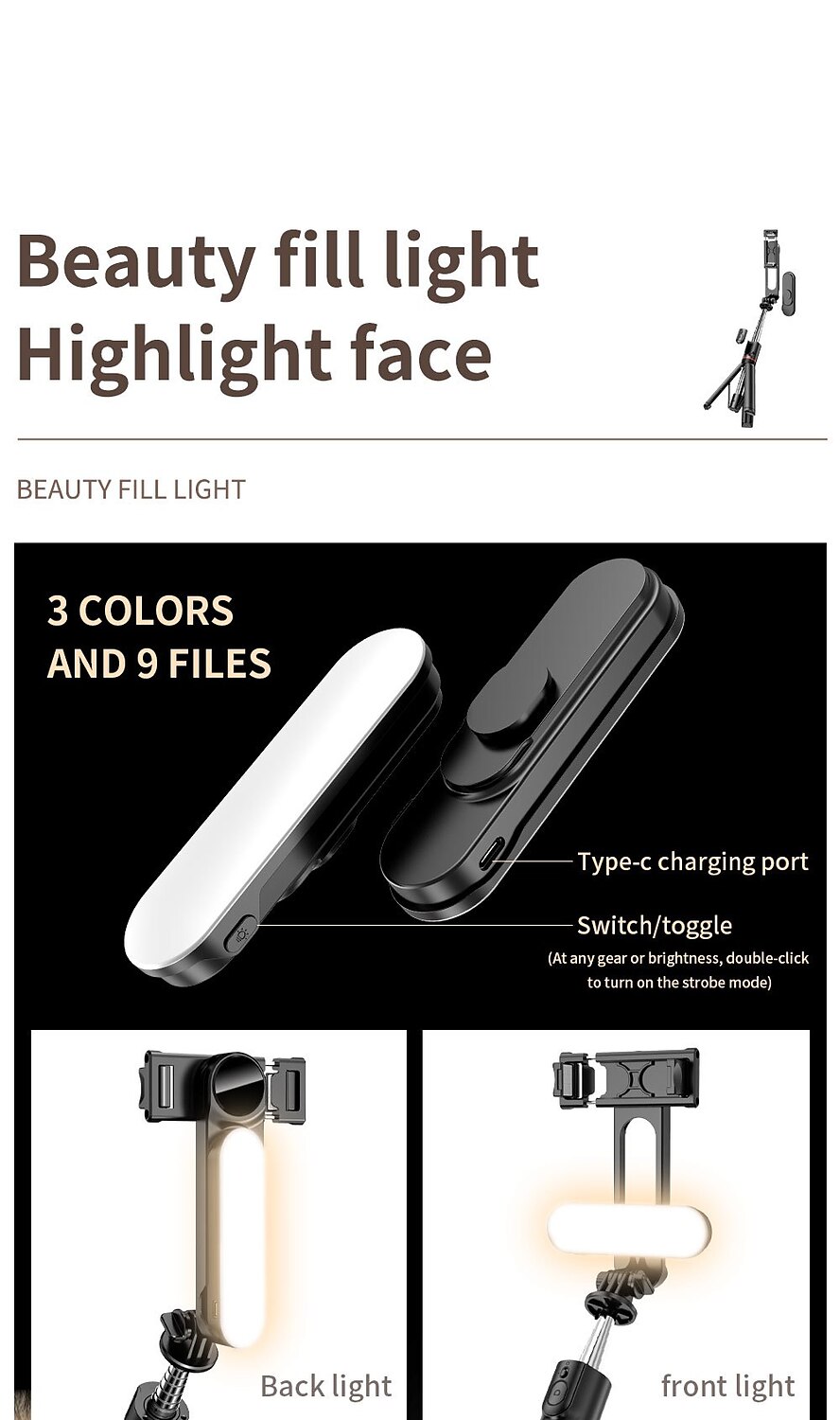 Stable Selfie Stick Tripod With Fill Light 44 Inch Extendable Selfie Stick With Wireless Remote And Tripod Stand 360 Rotation For IPhone 14/13/12/11 Pro/XS Max/XS/XR/X/8/7 Samsung And Smartphone 2025 - $33.99 –P4