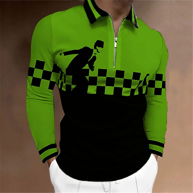 Bărbați Plisat Tricouri polo cu fermoar Cămașă de golf Manșon Lung Tricouri de polo Cămăși cu guler Casual Îmbrăcăminte de vacanță Îmbrăcăminte formală Îmbrăcăminte de festival Imprimare 3D Polo cu 2025 - $23.99 -P4
