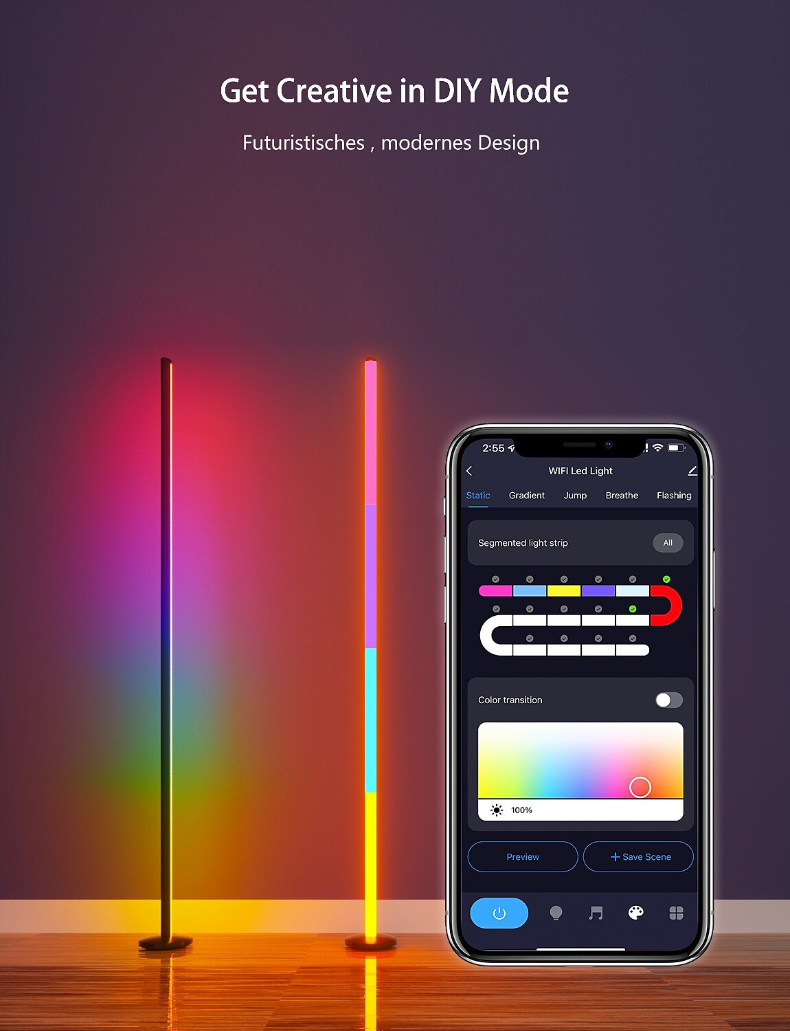 LED Floor Lamp RGB Atmosphere Lamp Tuya Smart Wifi Wall Corner Lamp Disassembly and Assembly Atmosphere Lamp 2025 - $69.99 –P1