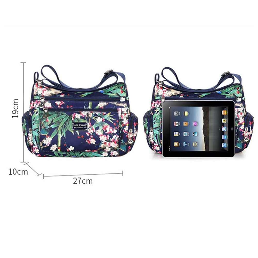 Per donna Borsa a tracolla Borsa a tracolla Nylon Esterno Giornaliero Per uscire Stampa Impermeabile Floreale Fiore decorativo Nero grigio Nero Bianco del 2026 a $18.99 –P1