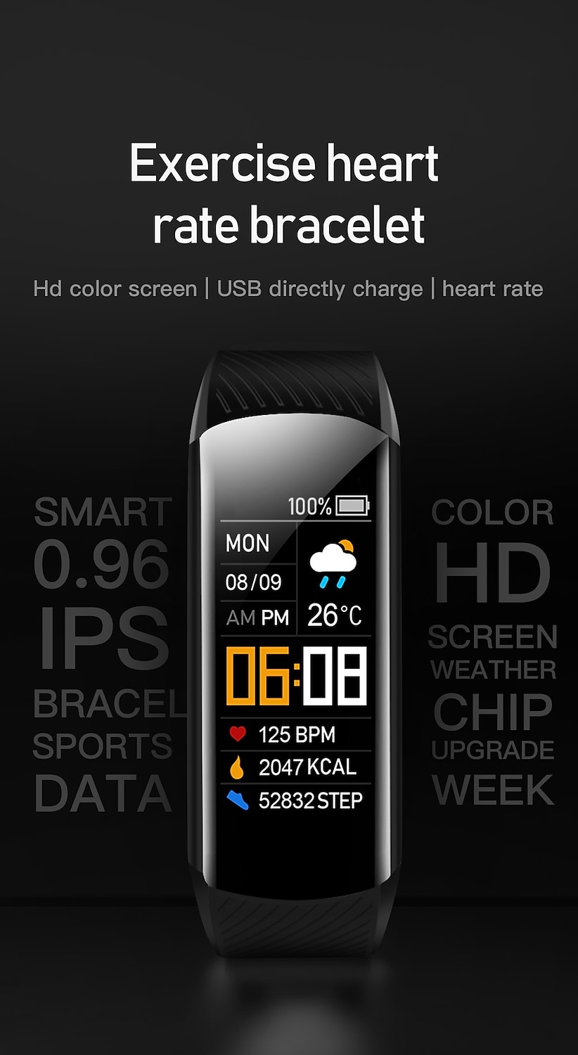696 C5S Smart Watch 0.96 inch Smart Band Fitness Bracelet Bluetooth Call Reminder Heart Rate Monitor Sedentary Reminder Compatible with Android iOS Women Men Message Reminder IP 67 31mm Watch Case 2025 - $26.99 –P2