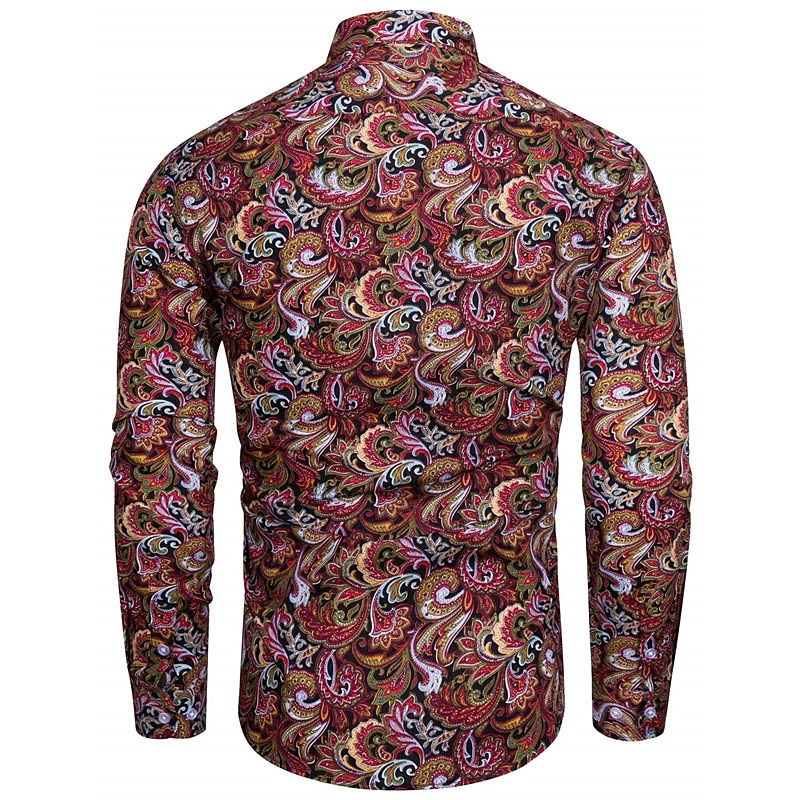 Bărbați Floral Imprimeu Paisley Cămașă Cămașă Boho Manșon Lung Sport Modă Șic Stradă În aer liber Zilnic Toamna iarna Răsfrânt Imprimeu Buton în jos Negru Roșu-aprins Mov Trifoi 2025 - $26.99 –P9